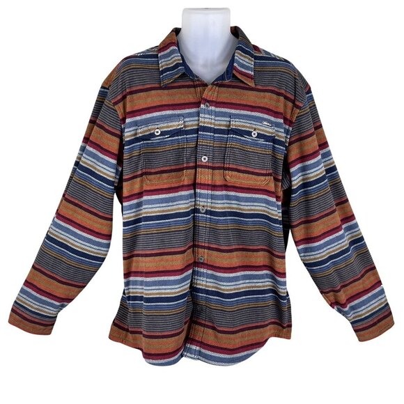 Eddie Bauer Mens XL Striped Long Sleeve Button Up Soft Flannel Shacket Western - Picture 9 of 16